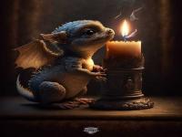 baby dragon near the candle.jpg