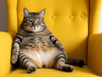Chubby Tabby Cat Lounging Lazily on a Mustard Yellow Armchair.jpeg